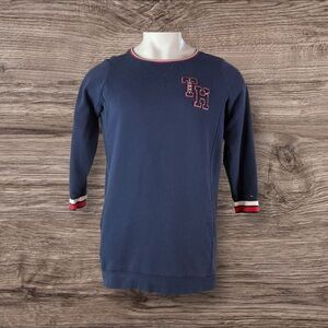 TOMMY HILFIGER T-shirt Dress Womens Medium TH Blue Red (257)
